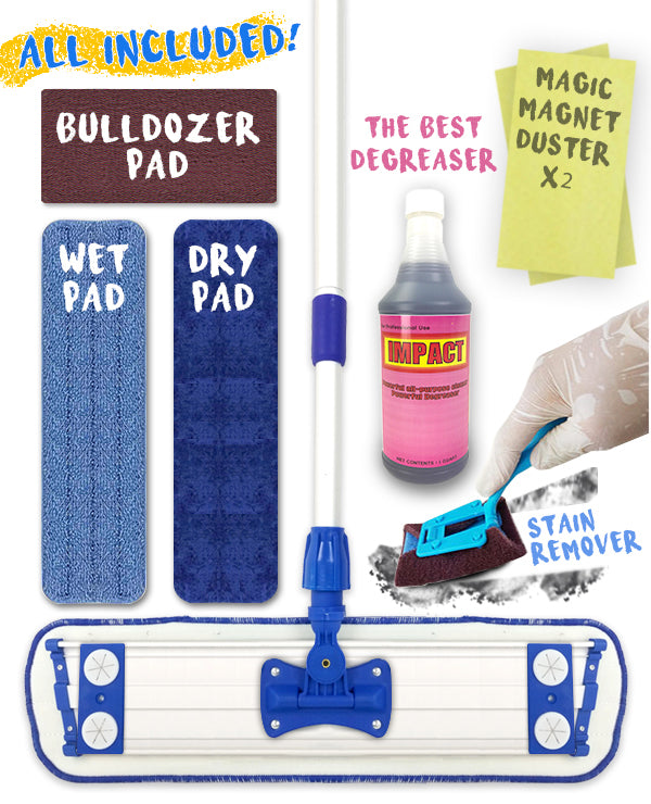 JL 20" Microfiber Flat Mop Frame and Extendable Handle Kit