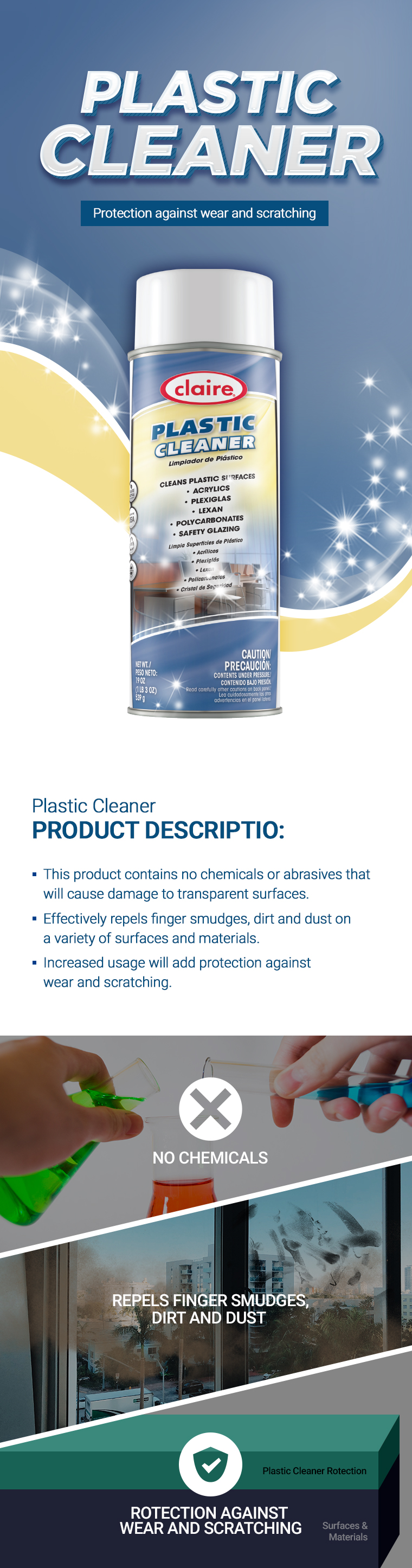 Claire Plastic Cleaner Aerosol (19 oz)